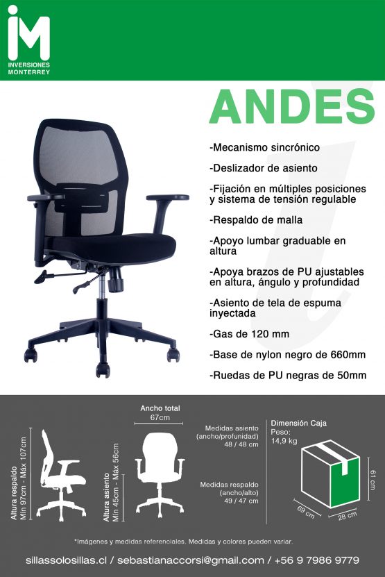 SILLA DE OFICINA ANDES CABECERA - Imagen 3