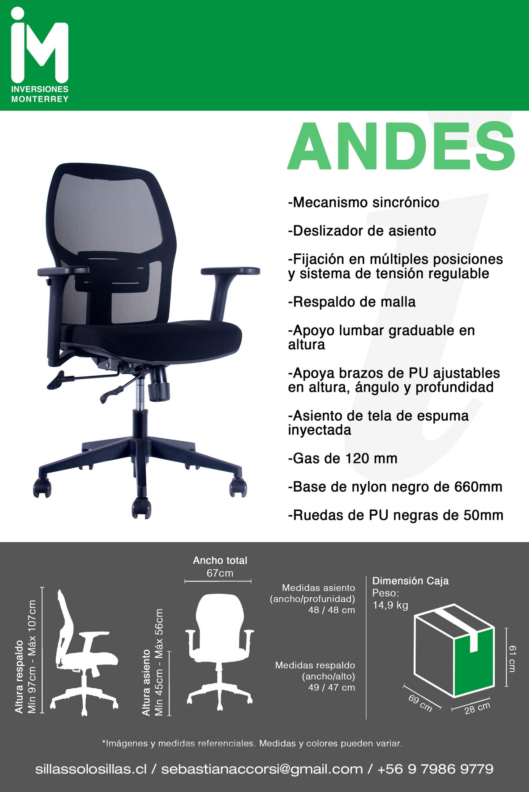 SILLA DE OFICINA ANDES CABECERA - Imagen 3