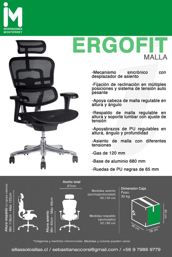 SILLA DE OFICINA ERGOHUMAN FIT MALLA - Imagen 5