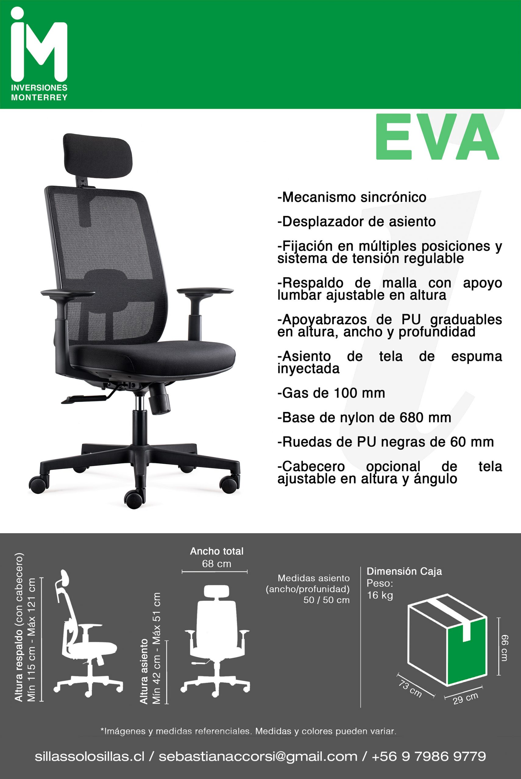 SILLA DE OFICINA EVA CABECERO - Imagen 5