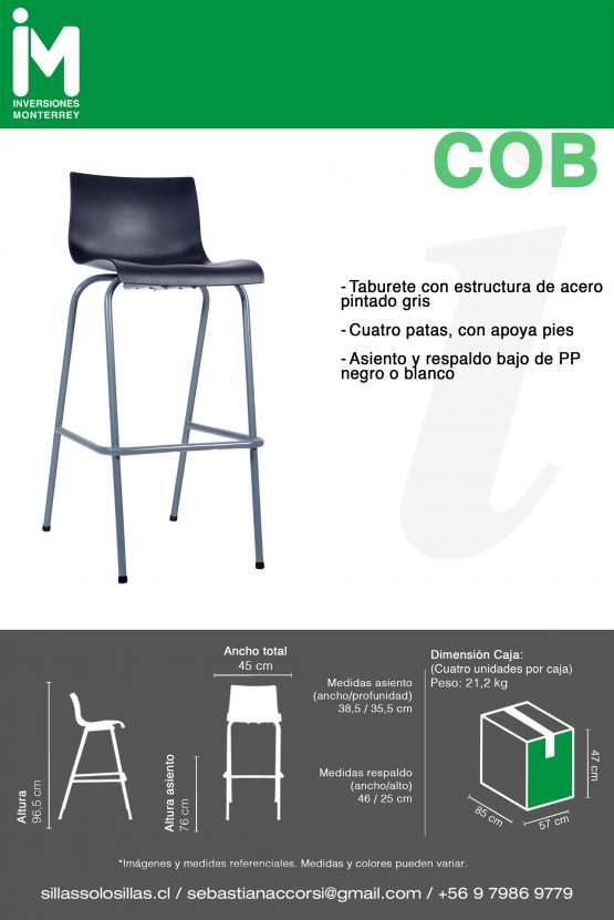SILLA DE OFICINA TABURETE COB - Imagen 2