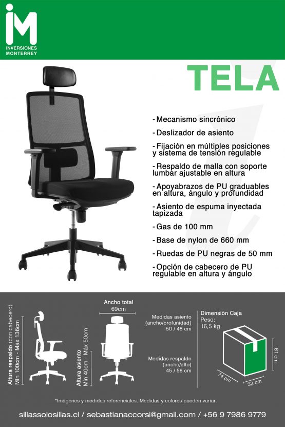 SILLA DE OFICINA TELA - Imagen 4