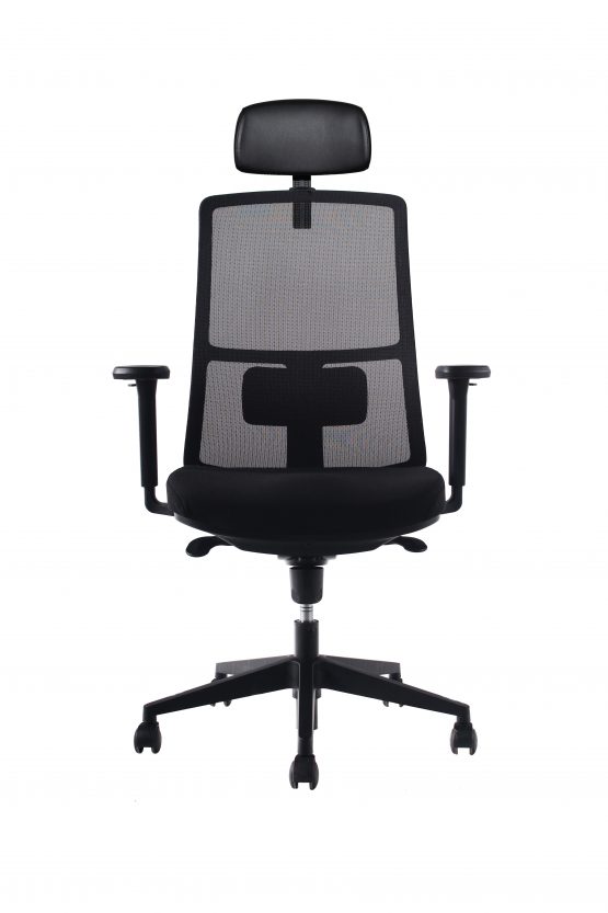 SILLA DE OFICINA TELA CON CABECERO - Imagen 2