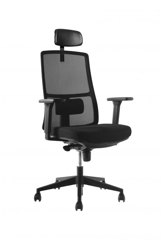 SILLA DE OFICINA TELA CON CABECERO