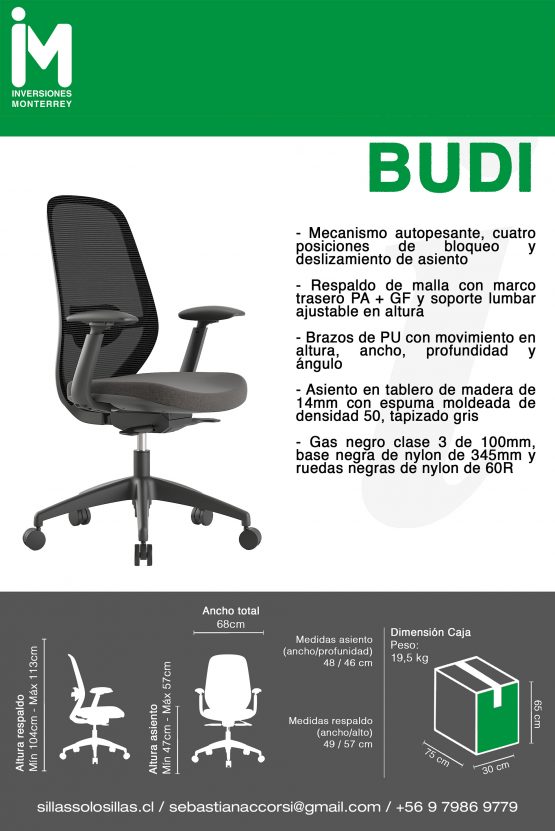 SILLA DE OFICINA BUDI CABECERO - Imagen 5