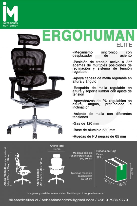 SILLA DE OFICINA ERGOHUMAN ELITE MALLA - Imagen 5