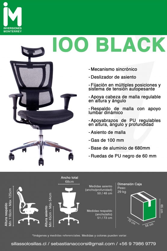 SILLA DE OFICINA IOO BLACK - Imagen 5
