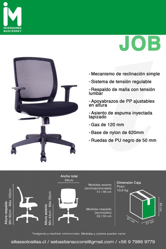 SILLA DE OFICINA JOB CABECERO - Imagen 6